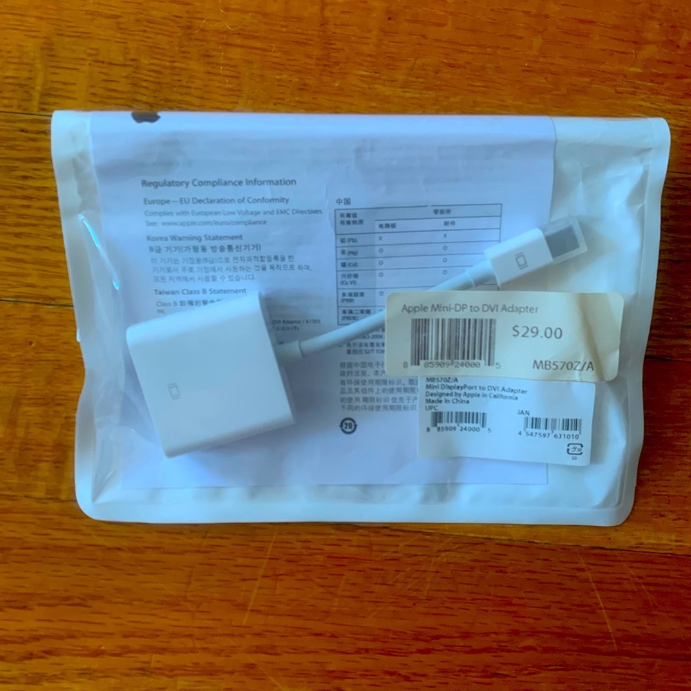 Apple Mini-DP to DVI Adapter